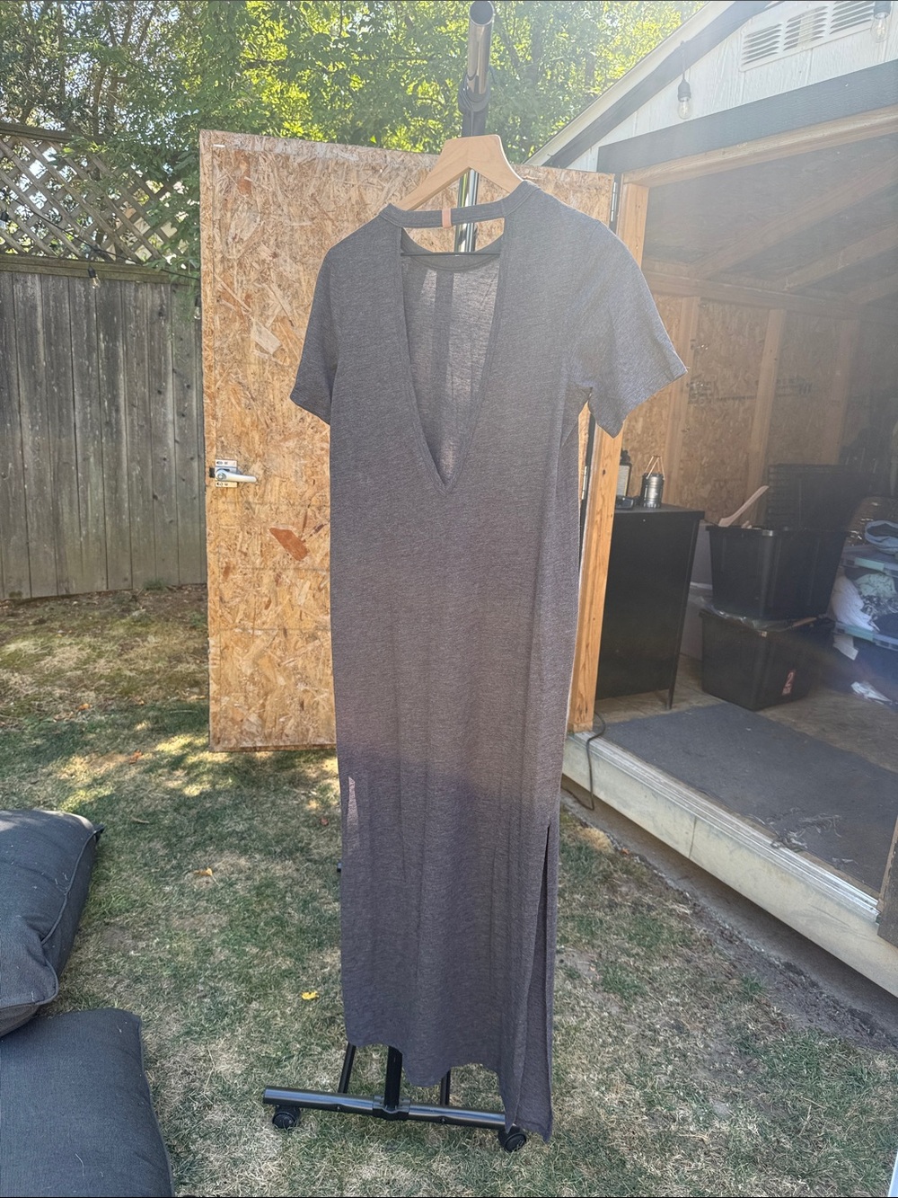 Lunya Classic Gray Short-Sleeve Maxi Dress - Picture 2 of 3